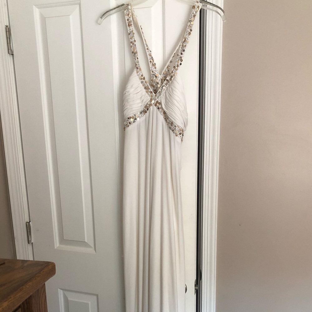 Long white gem prom/homecoming dress